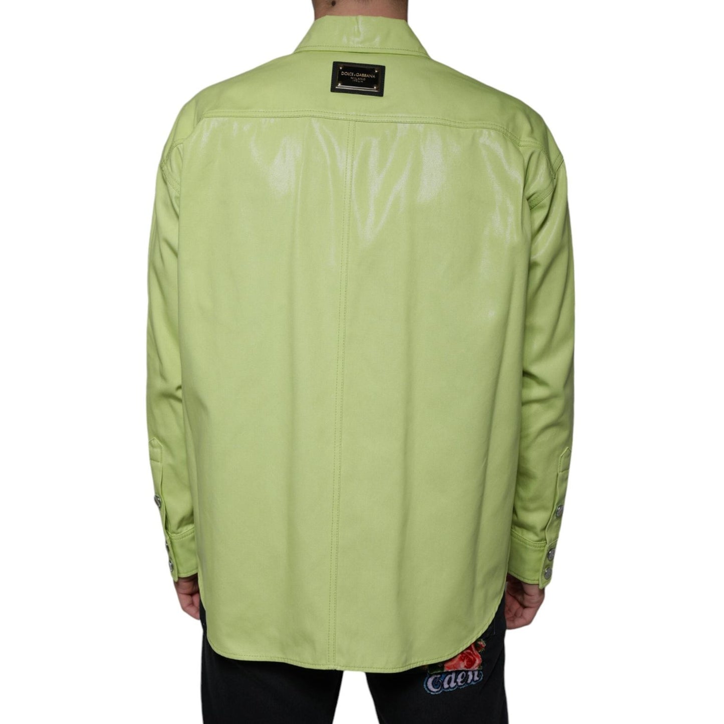 Dolce & Gabbana Green Cotton Collared Men Button Down Shirt 1728,67345645728,Accessories,Clothing,Dolce & Gabbana,Green,IT39 | S,IT42 | XL,IT43 | 2XL,Long Sleeve - T-Shirts - Clothing,Material: 100% Cotton,Men,Men - Clothing,New with tags,T-Shirts - Cloth