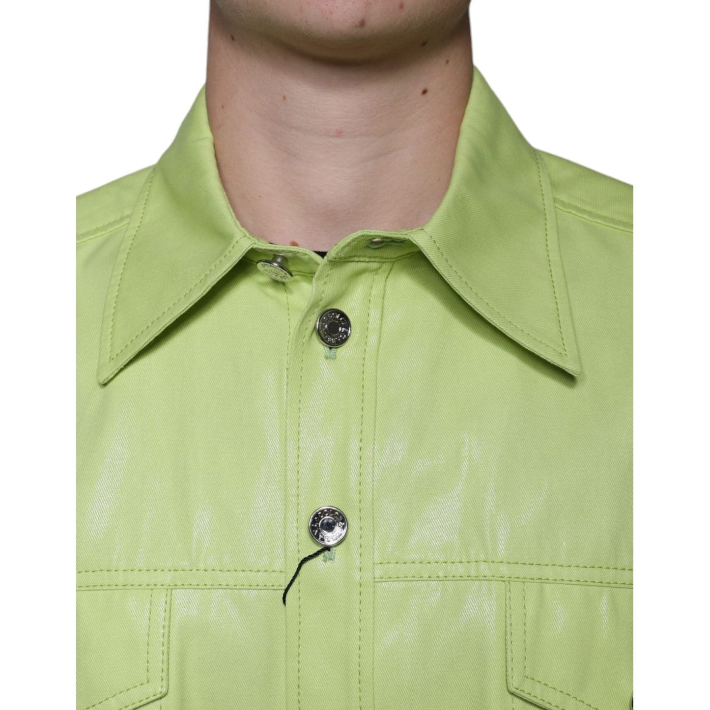 Dolce & Gabbana Green Cotton Collared Men Button Down Shirt 1728,67345645728,Accessories,Clothing,Dolce & Gabbana,Green,IT39 | S,IT42 | XL,IT43 | 2XL,Long Sleeve - T-Shirts - Clothing,Material: 100% Cotton,Men,Men - Clothing,New with tags,T-Shirts - Cloth