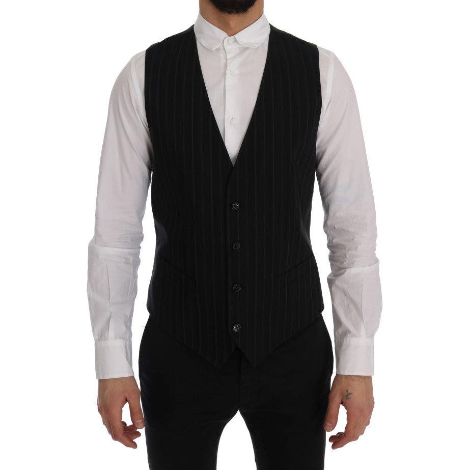 Dolce & Gabbana Black STAFF Cotton Striped Vest
