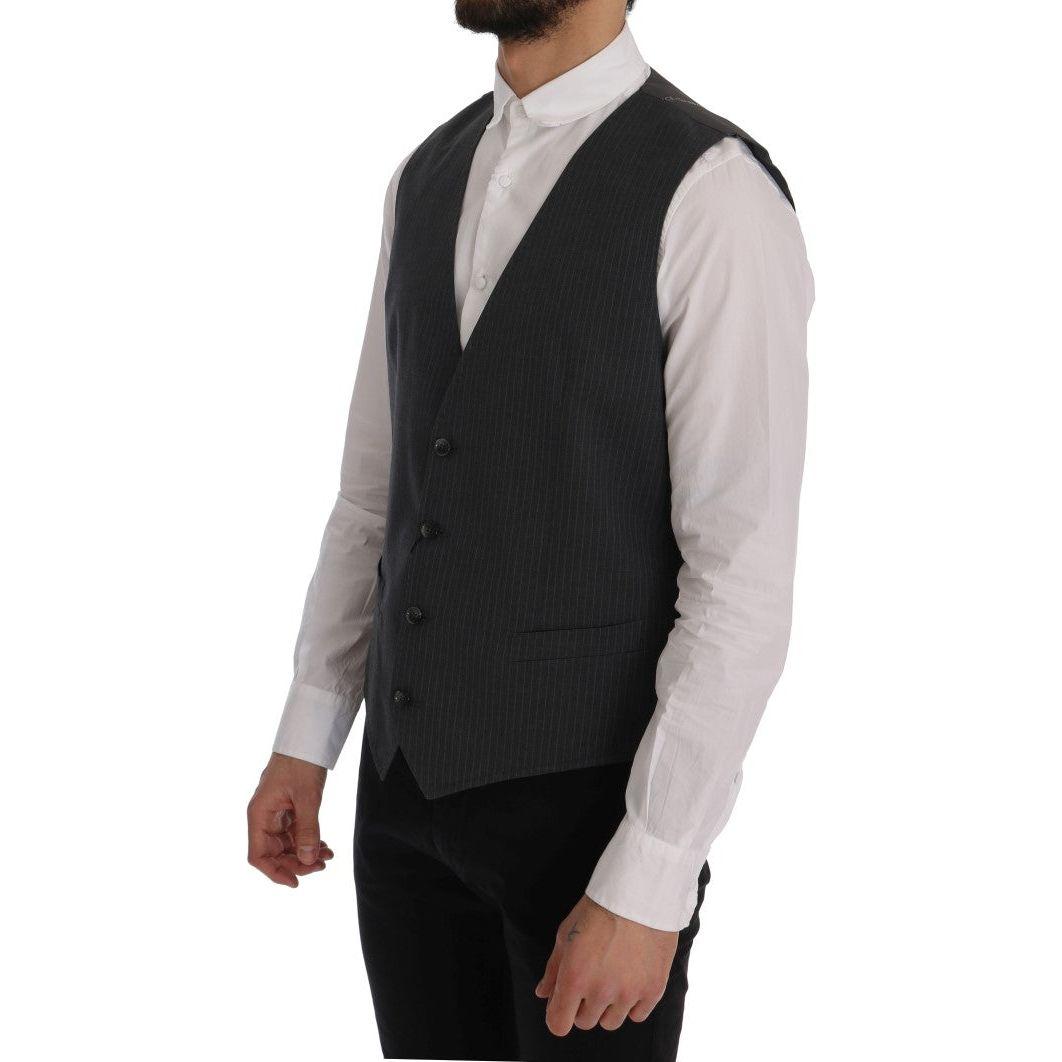Dolce & Gabbana Gray STAFF Cotton Striped Vest