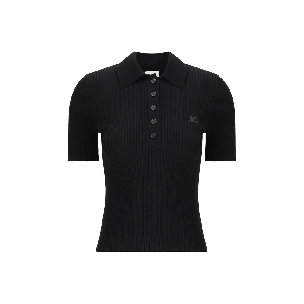 Courrèges Black Viscose Polo Shirt