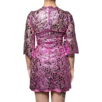 Dolce & Gabbana Metallic Fuchsia Floral Sheath Mini Dress DR281290-40