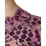 Dolce & Gabbana Metallic Fuchsia Floral Sheath Mini Dress DR281290-40