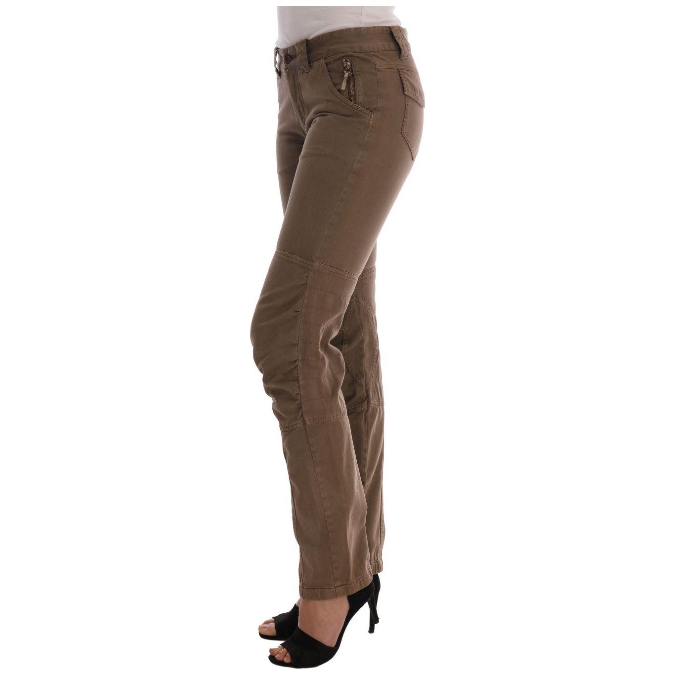 Ermanno Scervino Brown Cotton Casual Slim Fit Pants