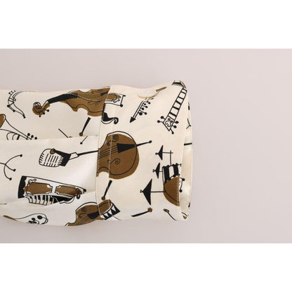 Dolce &amp; Gabbana White Silk JAZZ Motive Print Shirt Dolce &amp; Gabbana