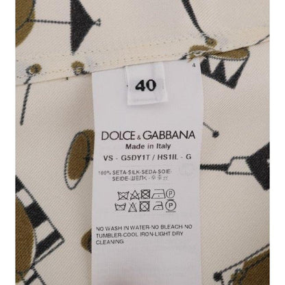 Dolce &amp; Gabbana White Silk JAZZ Motive Print Shirt Dolce &amp; Gabbana