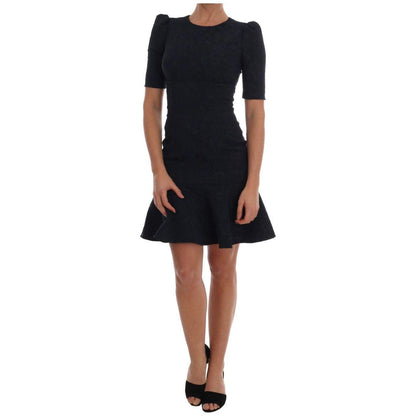 Dolce & Gabbana Black Blue Flare Mini Dress