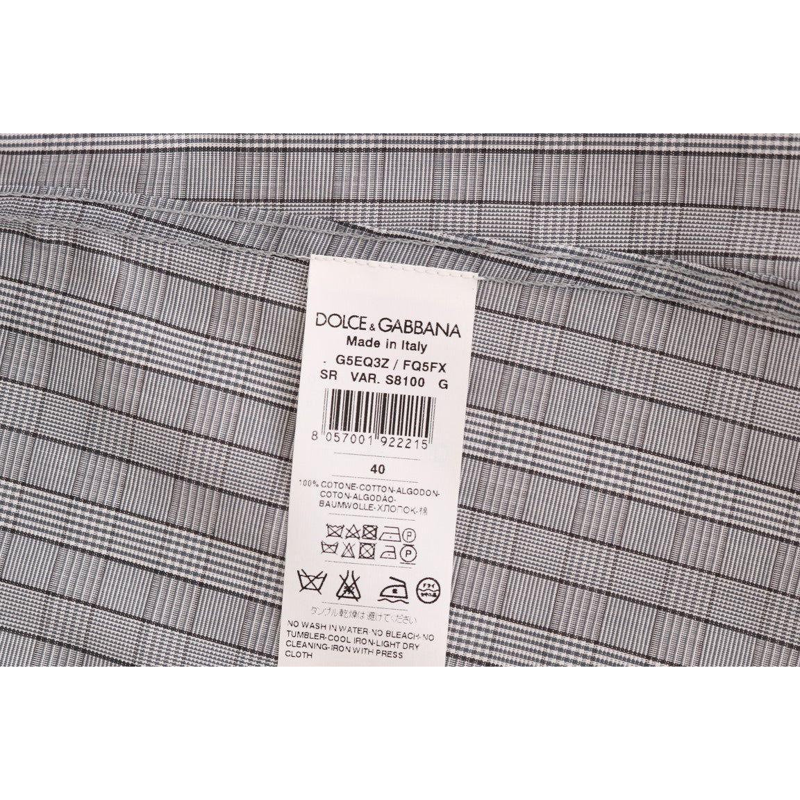 Dolce & Gabbana Gray Check GOLD Cotton Slim Fit Shirt Dolce & Gabbana