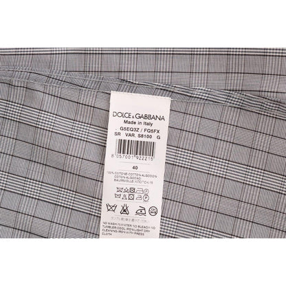 Dolce & Gabbana Gray Check GOLD Cotton Slim Fit Shirt Dolce & Gabbana