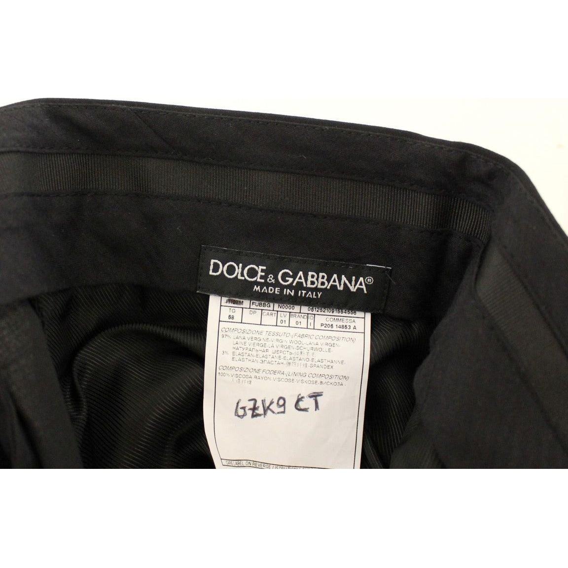 Dolce & Gabbana Black Wool Stretch Pleated Pants Dolce & Gabbana