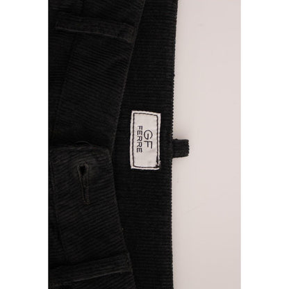 GF Ferre Black Corduroy Cotton Straight Fit Pants GF Ferre