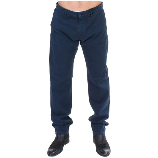 GF Ferre Blue Stretch Straight Fit Pants Chinos GF Ferre