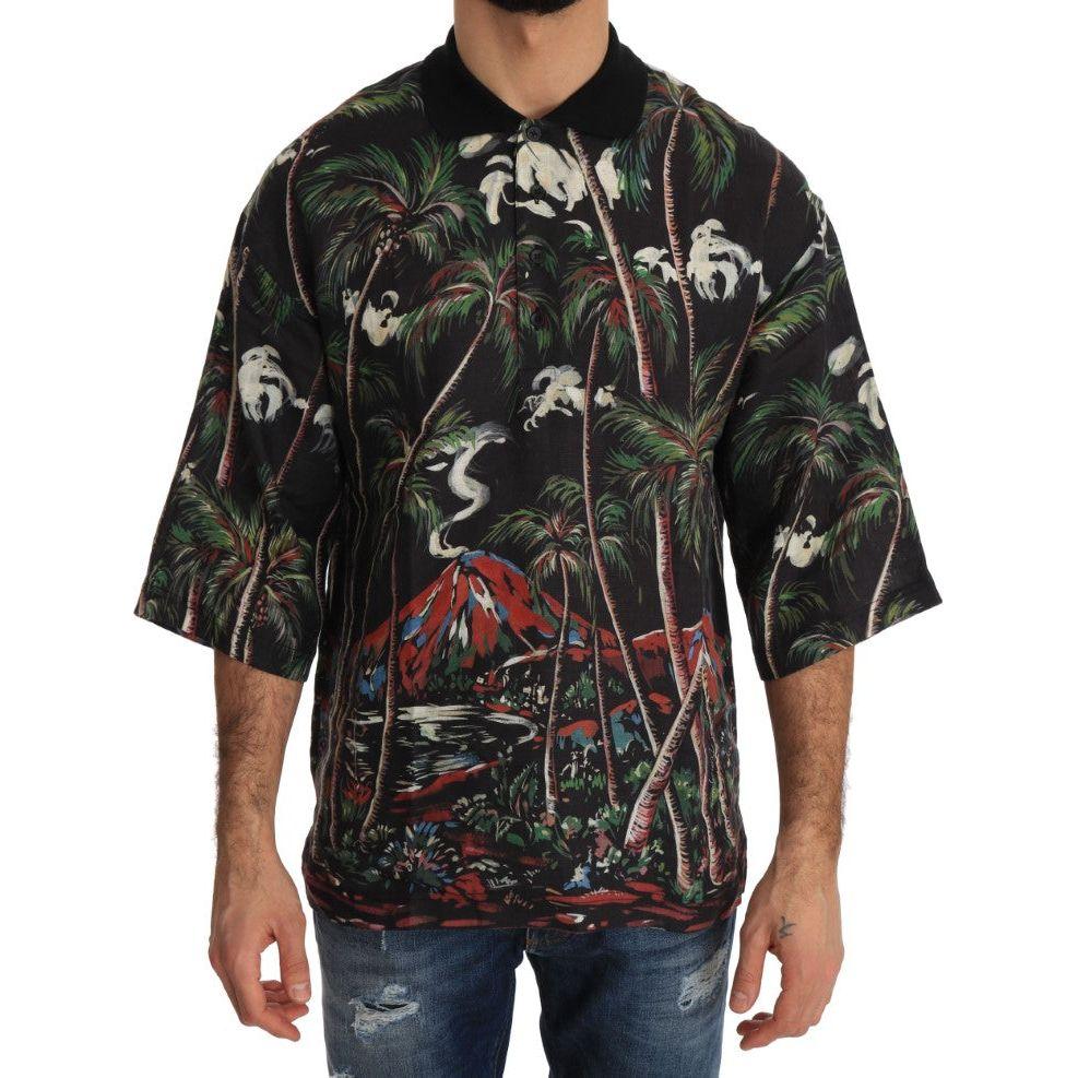 Dolce & Gabbana Black Volcano Sicily Short Sleeve T-Shirt Dolce & Gabbana