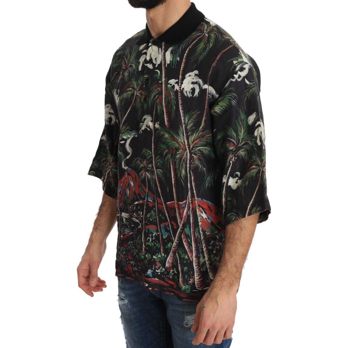 Dolce & Gabbana Black Volcano Sicily Short Sleeve T-Shirt Dolce & Gabbana