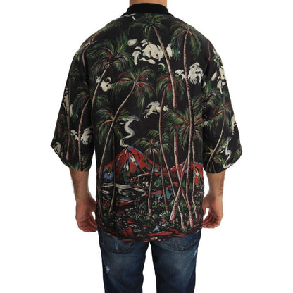 Dolce & Gabbana Black Volcano Sicily Short Sleeve T-Shirt Dolce & Gabbana