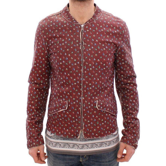 Dolce & Gabbana Bordeaux Leather Boxer Print Jacket Coat Dolce & Gabbana