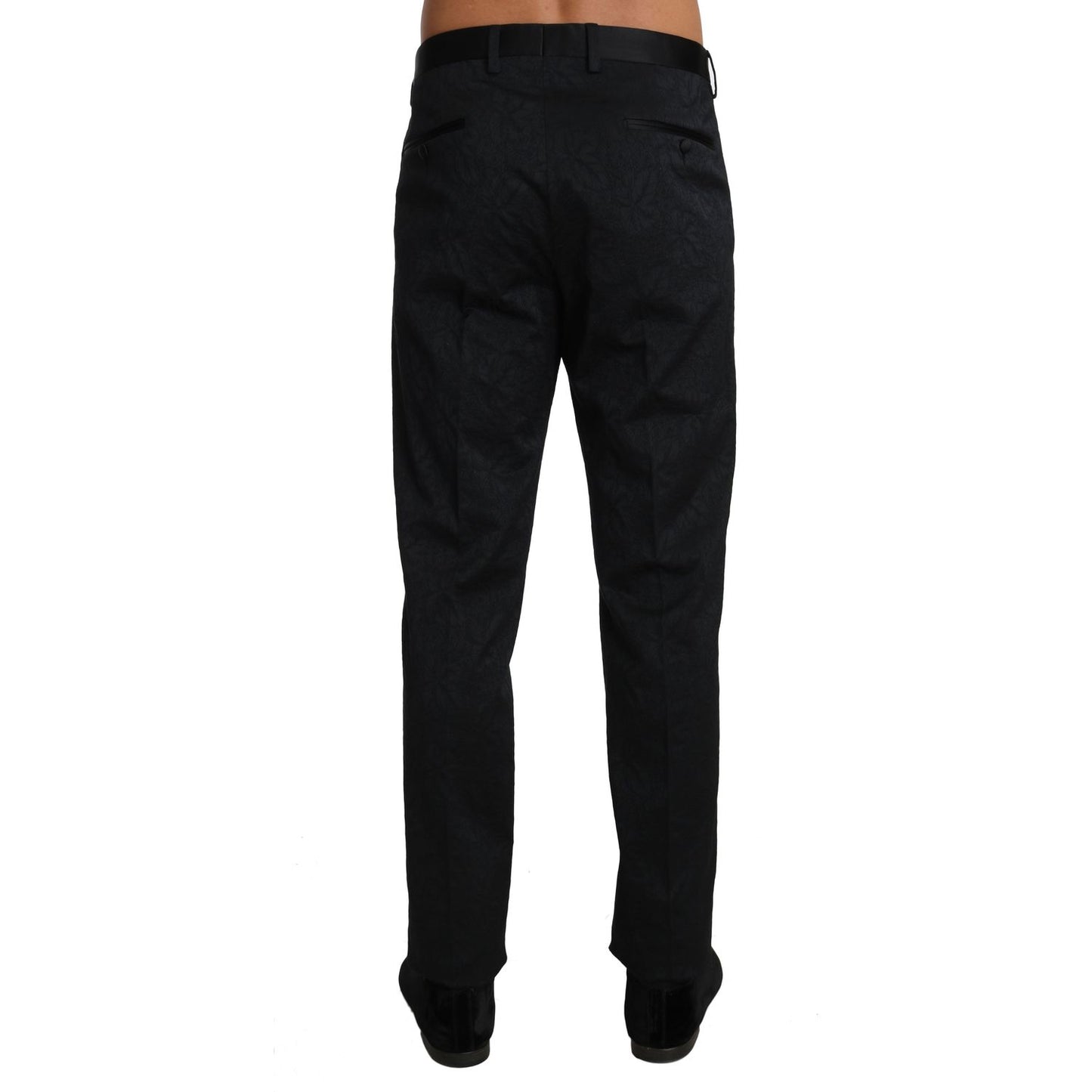 Dolce & Gabbana Black Cotton Brocade Formal Trousers Pants Dolce & Gabbana