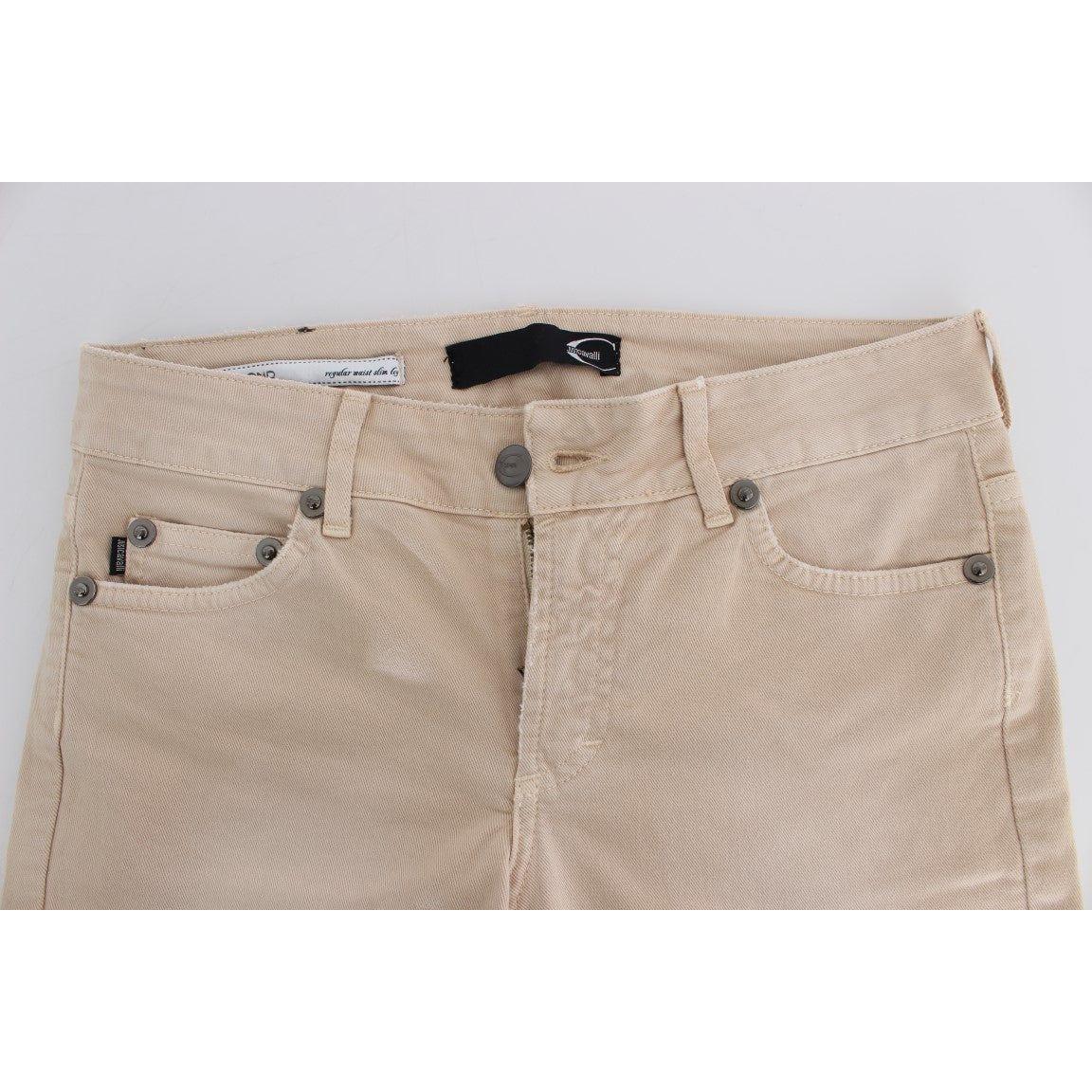 Cavalli Beige Wash Slim Fit Cotton Stretch Jeans Cavalli