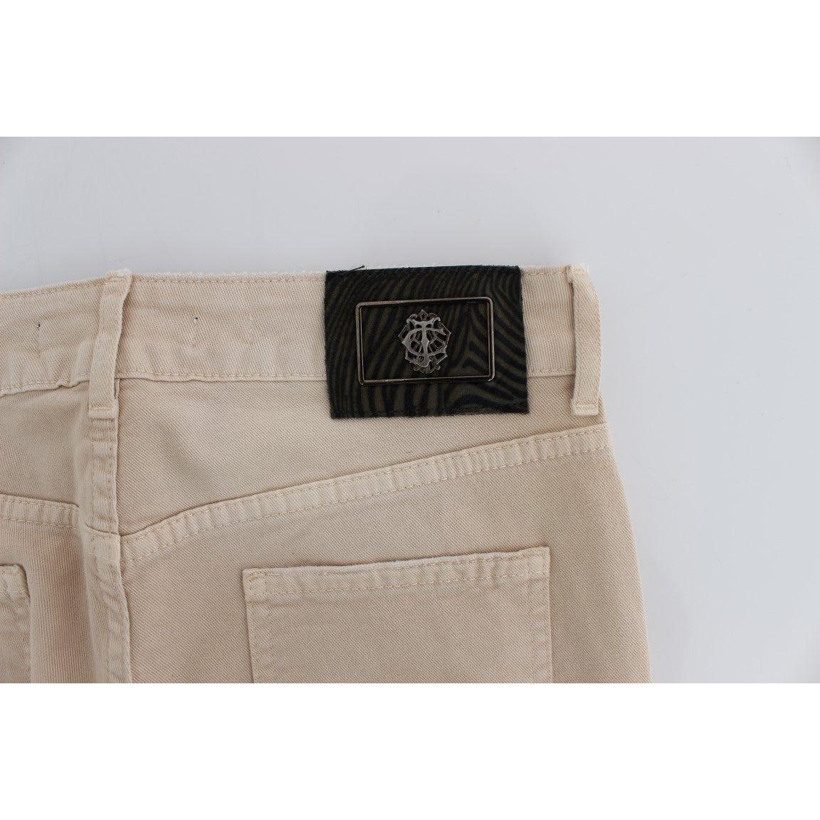 Cavalli Beige Wash Slim Fit Cotton Stretch Jeans Cavalli