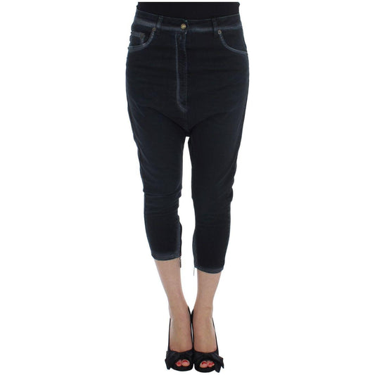 Cavalli Blue Cotton Stretch Baggy Relax Jeans Cavalli