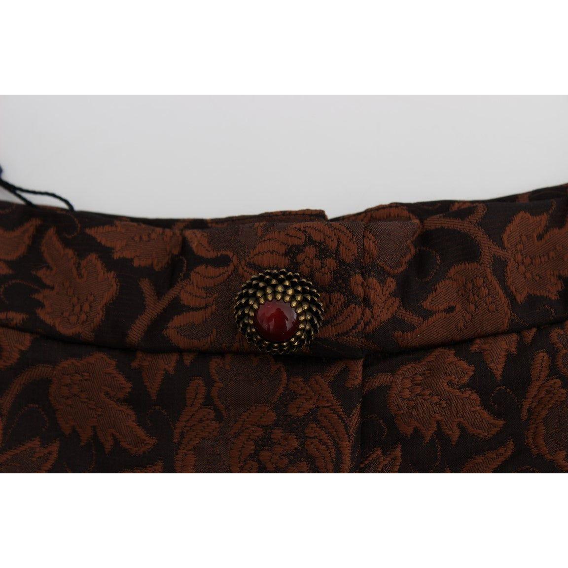 Dolce & Gabbana Brown Floral Brocade Mini Bubble Skirt Dolce & Gabbana