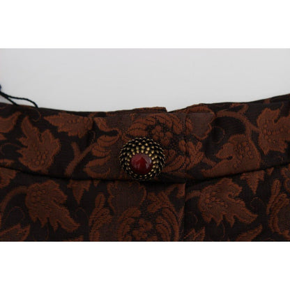 Dolce & Gabbana Brown Floral Brocade Mini Bubble Skirt Dolce & Gabbana