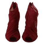 Dolce & Gabbana Red Tulle Ankle Boots Stiletto Heels Shoes LA8975-36.5