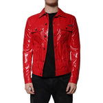 Dolce & Gabbana Red Polyester Button Down Collared Jacket JKT3875-48