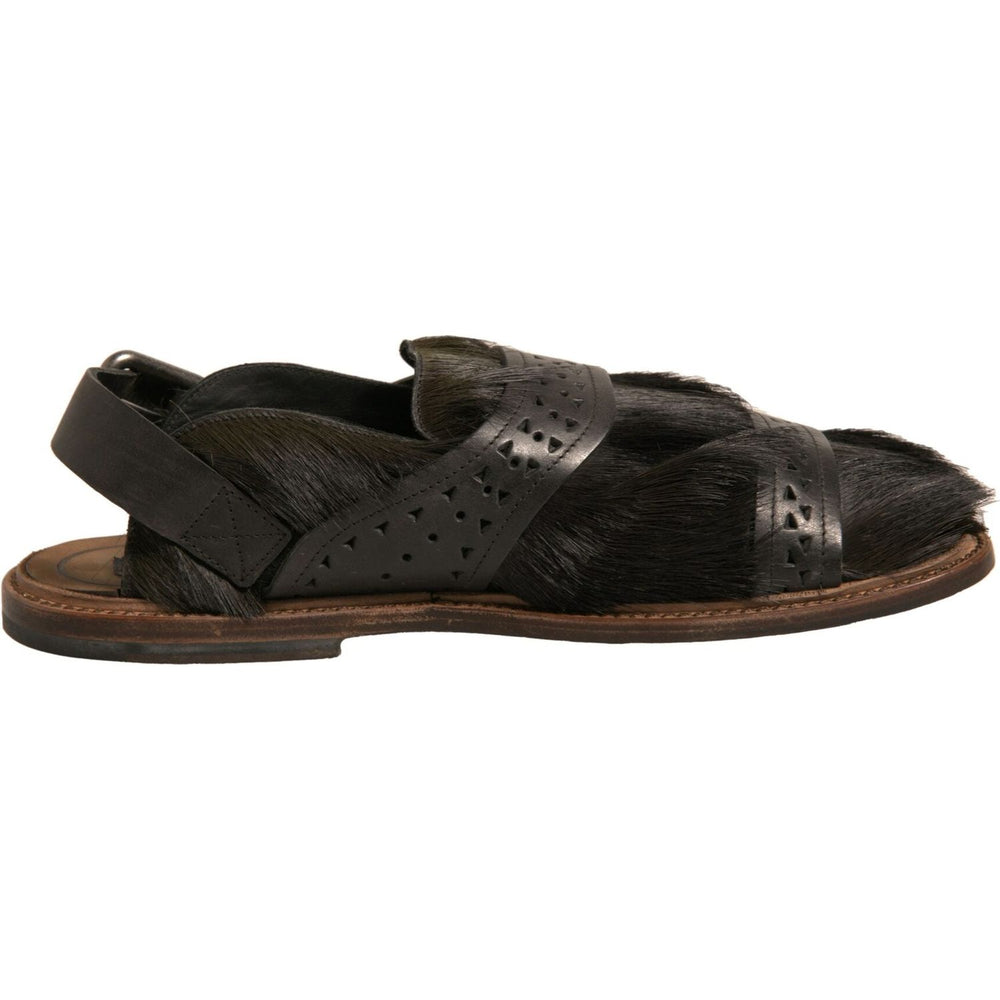 Dolce & Gabbana Green Gazelle Hair Leather Flats Sandals Shoes MV6960-43