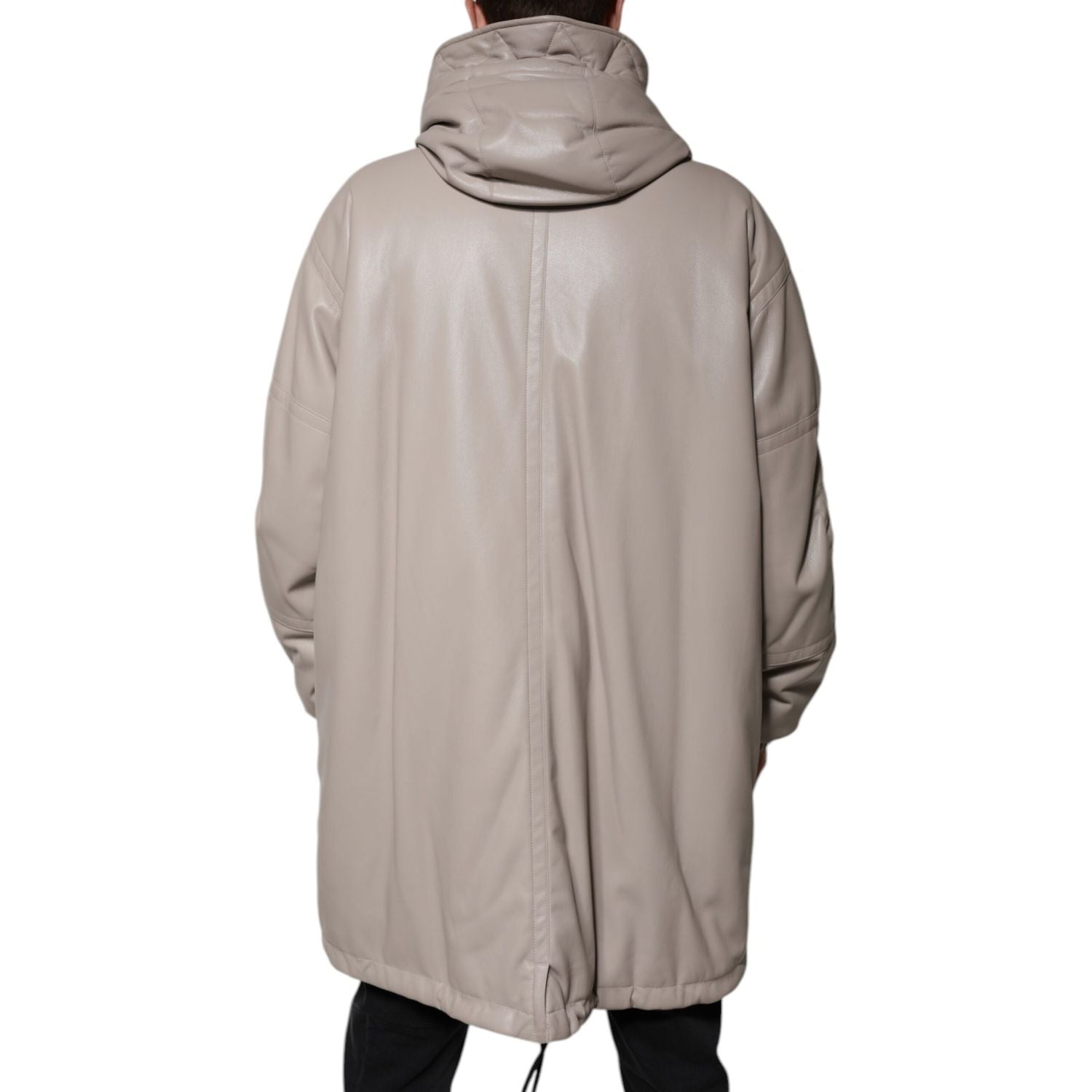 MSGM Beige Full Zip Hooded Long Sleeves Casual Coat Jacket