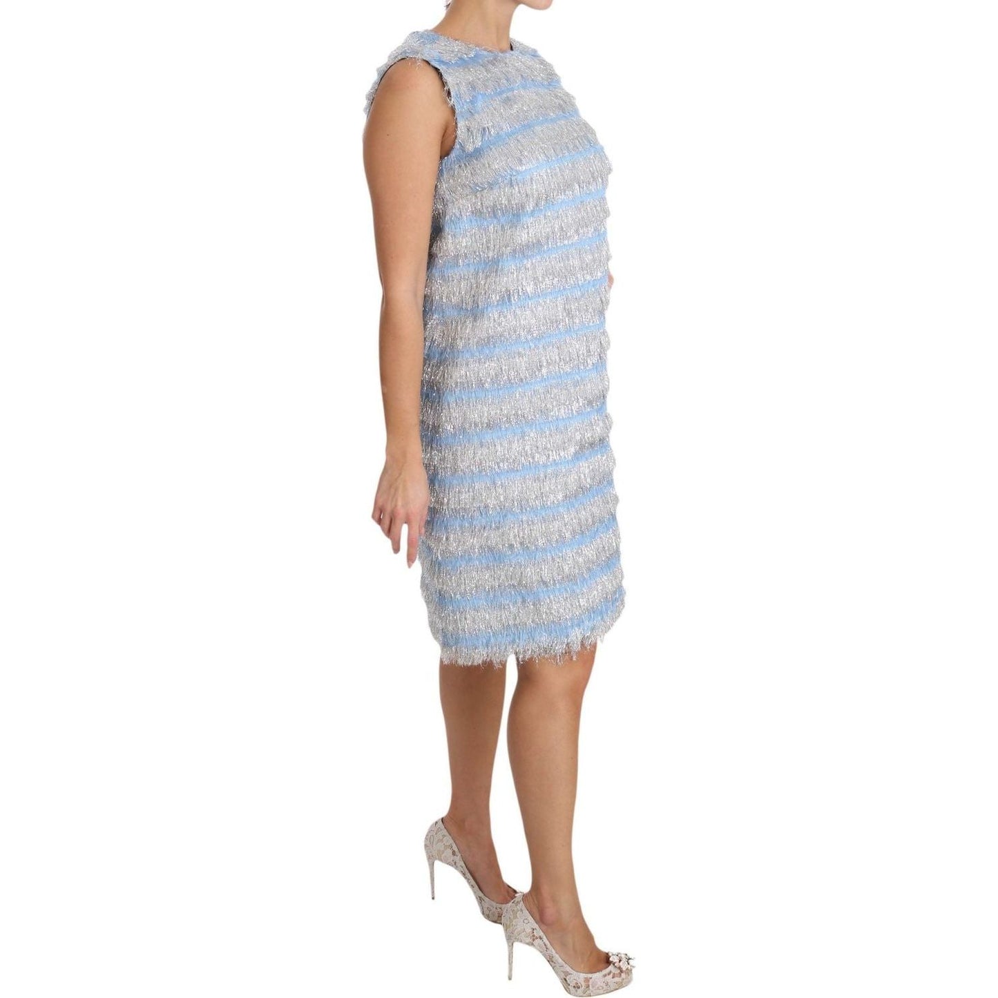 Dolce & Gabbana Light Blue Silver Shift Gown Dress