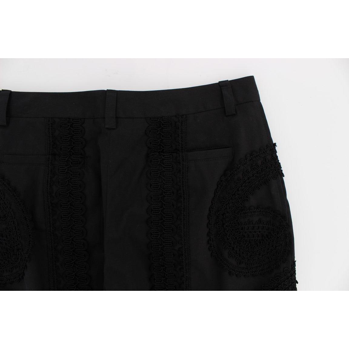 Dolce & Gabbana Black Cotton Stretch Torero Capris Pants