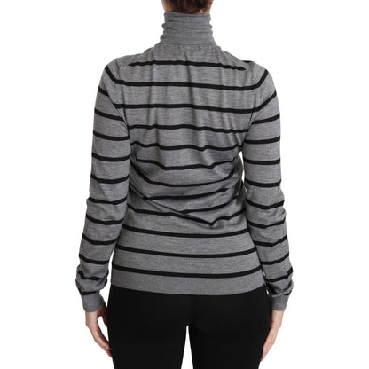 Dolce & Gabbana Gray Cashmere Silk Turtleneck Sweater