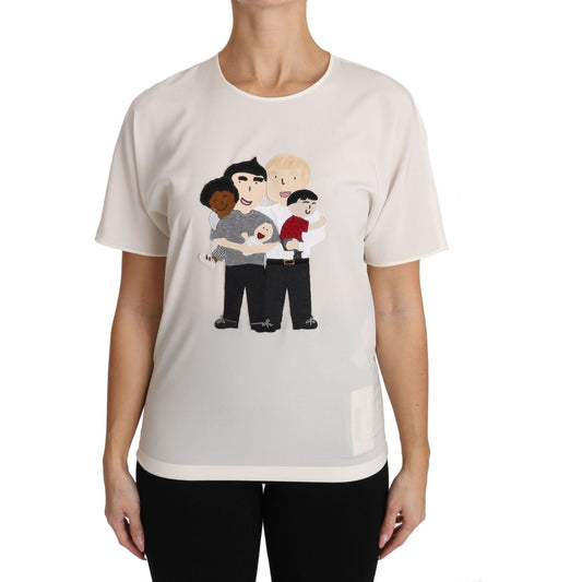 Dolce & Gabbana White Silk Stretch #dgfamily T-shirt TSH3082-36