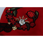 Dolce & Gabbana Red Silk Crystal Roses Shorts SIG20117-1