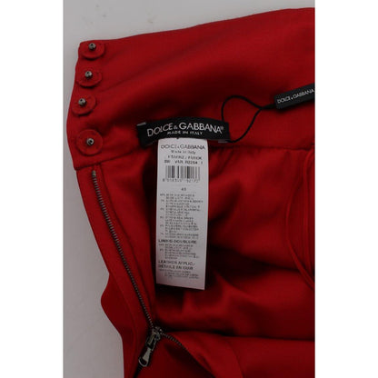 Dolce & Gabbana Red Silk Crystal Roses Shorts