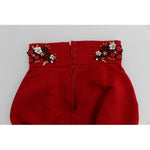 Dolce & Gabbana Red Silk Crystal Roses Shorts SIG20122-2