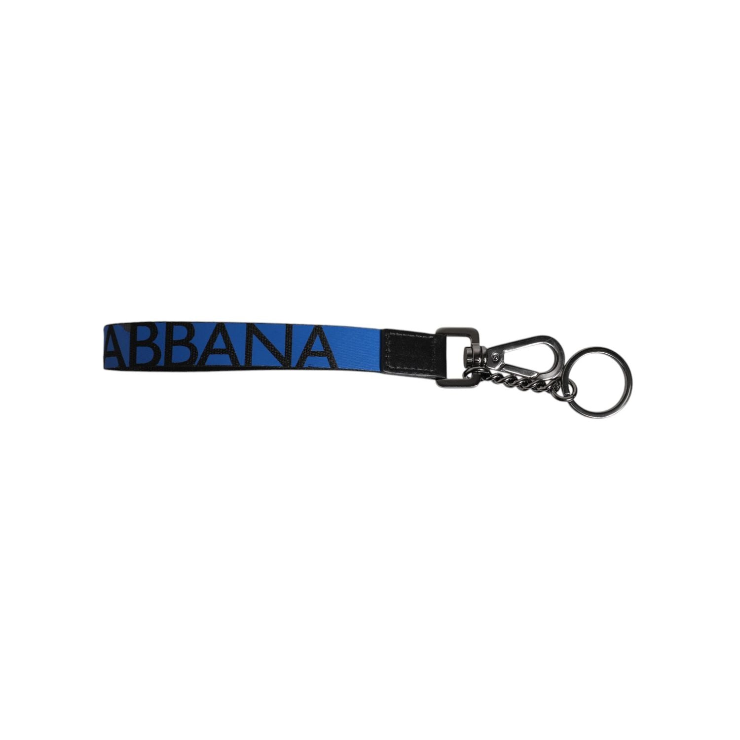 Dolce & Gabbana Blue Logo Nylon Silver Brass Men Holder Keychain Keyring