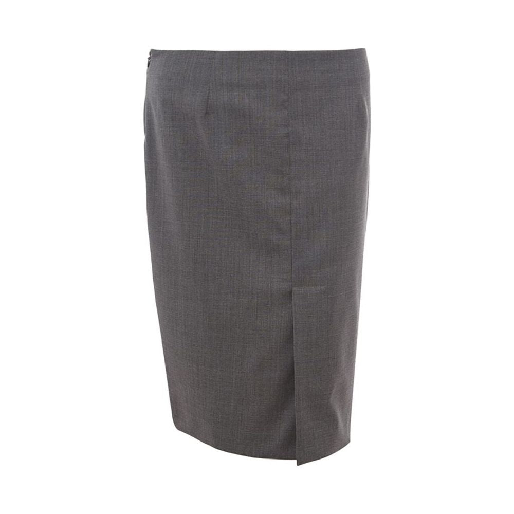 Lardini Gray Wool Midi Skirt