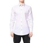 Dolce & Gabbana White Stripes Cotton GOLD Formal Dress Shirt TSH86345-40