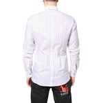 Dolce & Gabbana White Stripes Cotton GOLD Formal Dress Shirt TSH86345-40