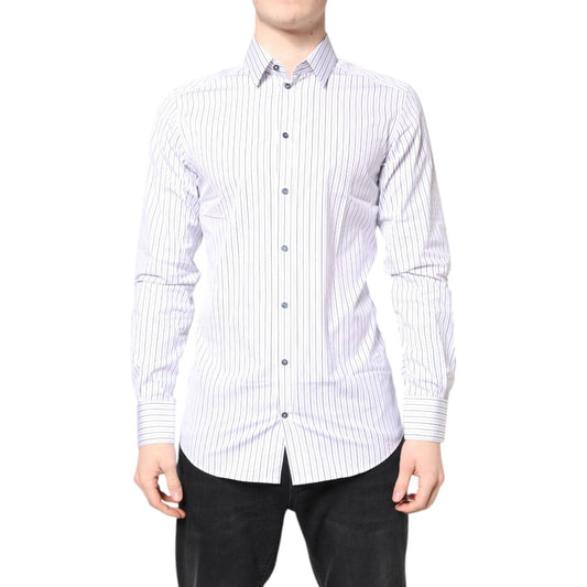 Dolce & Gabbana White Stripes GOLD Cotton Formal Shirt TSH87848-39