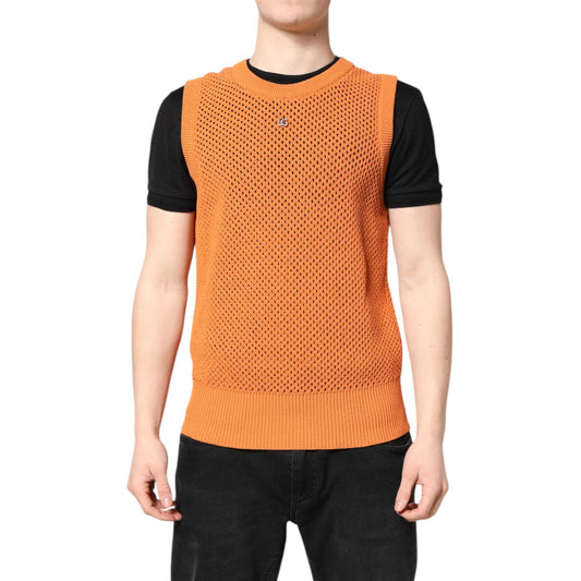 Dolce & Gabbana Orange Cashmere Round Neck Sleeveless T-shirt TSH90324-48