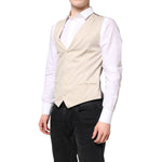 Dolce & Gabbana Beige Gray Dress Men Formal Waistcoat Vest