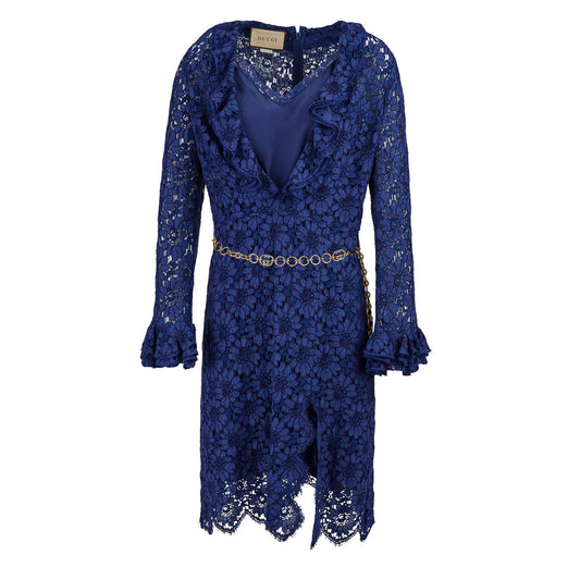 Gucci Blu Viscose and Cotton Mid Long Dress 685923ZJT764912_42