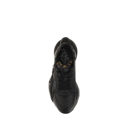 Fendi Black Calf Leather Bos Taurus Athletic Sneakers