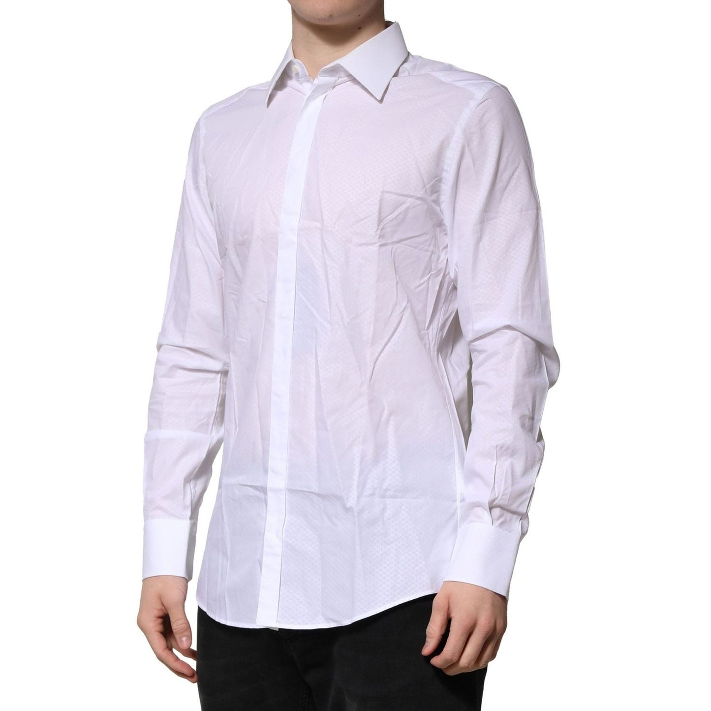 Dolce & Gabbana White MARTINI Long Sleeves Men Formal Shirt TSH906822-40