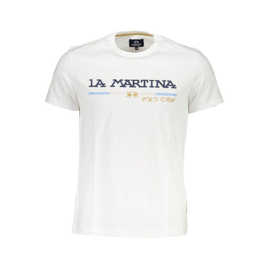 La Martina White Cotton Men T-Shirt LA-37347-XL