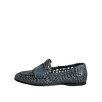 Dolce & Gabbana Blue Woven Leather Slip On Loafers Shoes MV7309-41