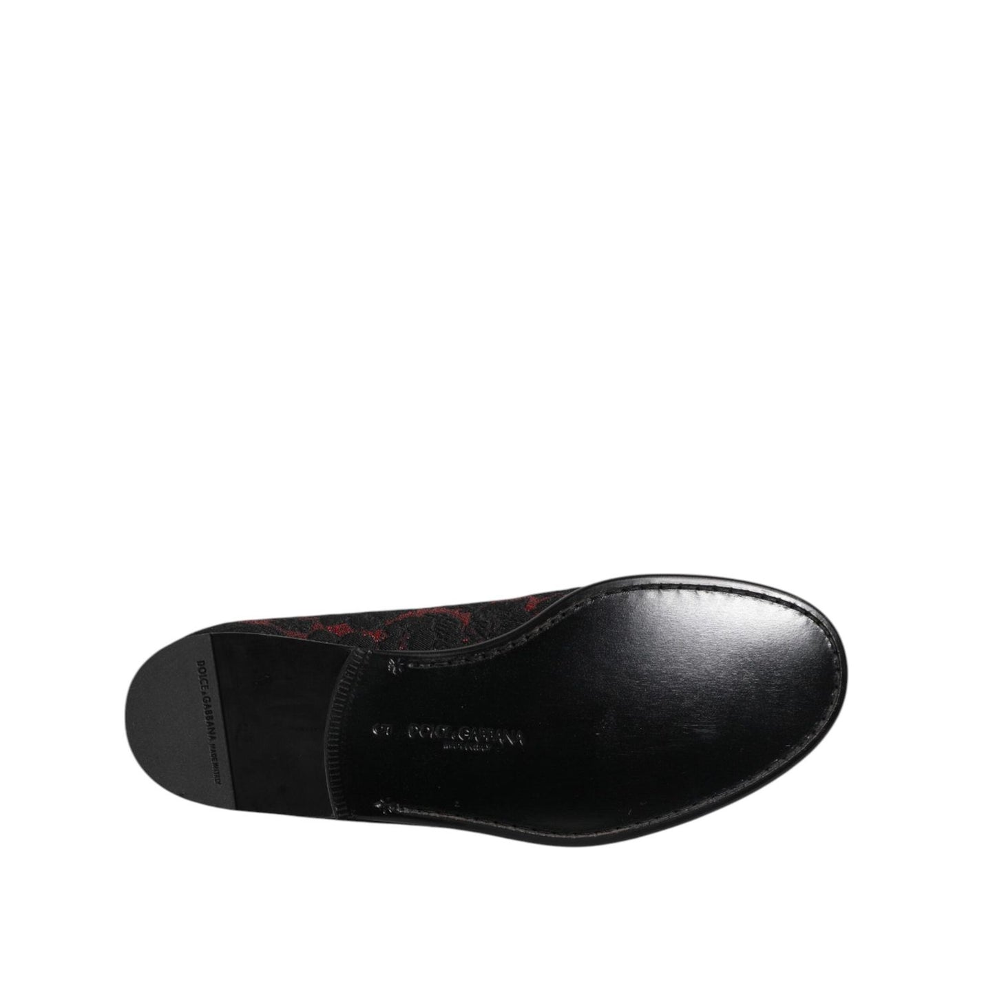 Dolce & Gabbana Red Black Jacquard Slip On Loafers Shoes MV7357-39